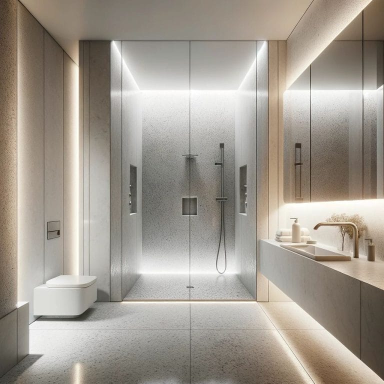 Shower Faux Stone Speckle Finishing - Porcelain and Fiberglass Maintenance, Inc.